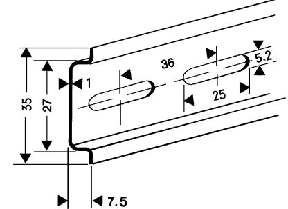 TS35 F5 DIN RAIL WITH NARROW SLOTS-11102320