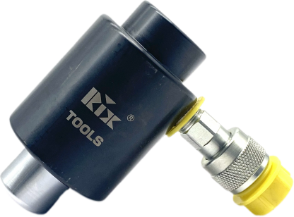 Black pneumatic tool with silver connector