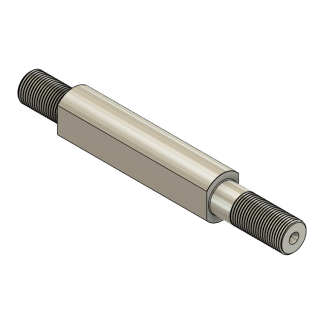 Metal threaded rod with hexagonal section