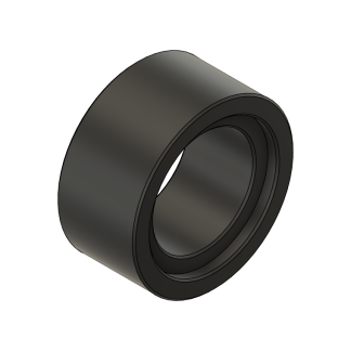 Black ball bearing, side view