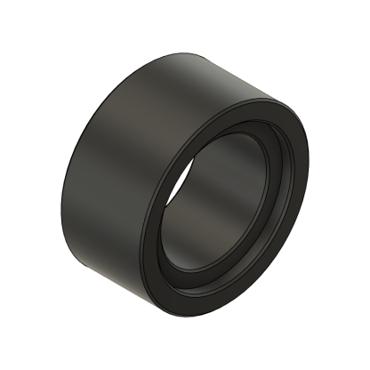 Black ball bearing, side view