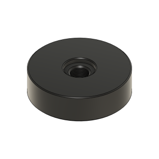 Black threaded disc-shaped object