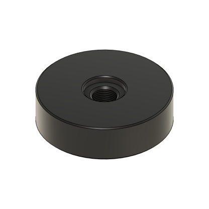 Black threaded disc-shaped object