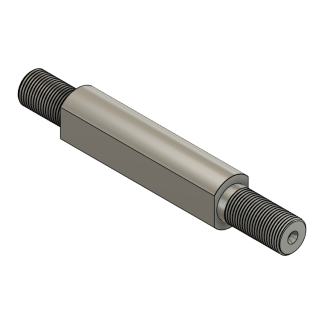 Metal threaded rod, cylindrical and hexagonal ends