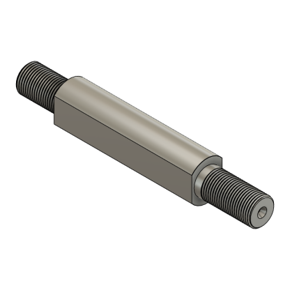 Metal threaded rod, cylindrical and hexagonal ends
