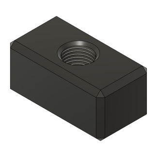 3D rendering of a rectangular threaded nut
