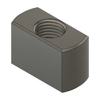 3D model of a t-slot nut.