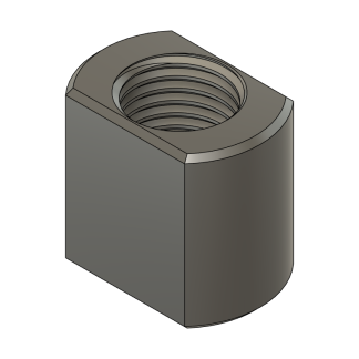 3D model of a threaded metal nut
