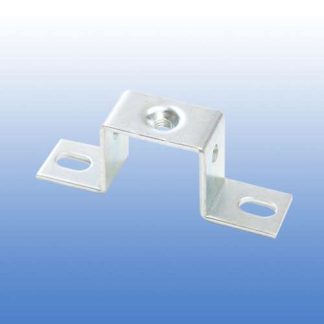 Metal mounting bracket with slotted holes and threaded insert